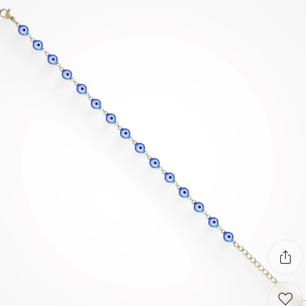 Gold Evry Jewels Blue Evil Eye Bracelet/Anklet